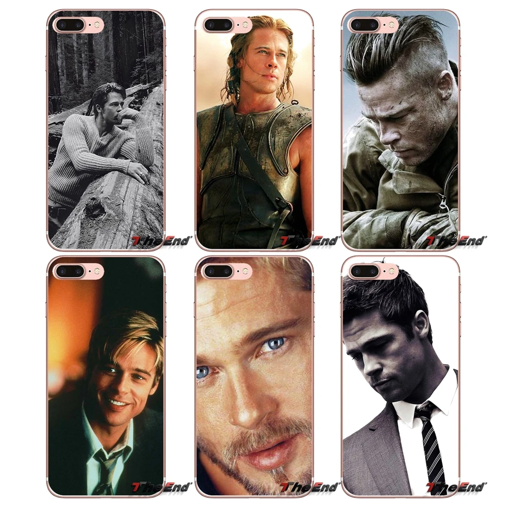Для iPhone X 4 4S 5 5S 5C SE 6 6S 7 8 Plus Samsung Galaxy J1 J3 J5 J7 A3 A5 2016 2017 Брэд Питт суперзвезда Мужской