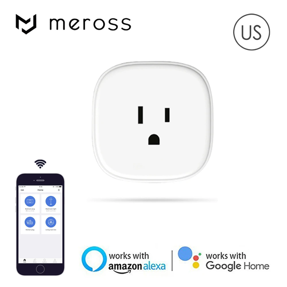 Meross MSS210 US WiFi Smart Plug APP дистанционное управление переключатель поддержка Alexa и Google
