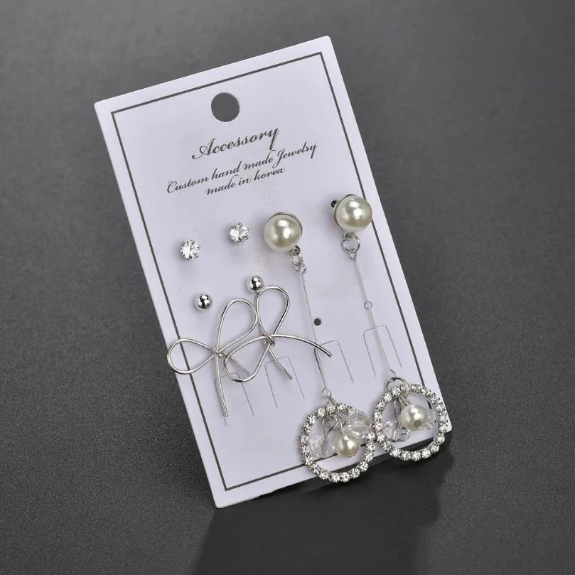 Женские серьги гвоздики с жемчугом и кристаллами круглый кулон бантом