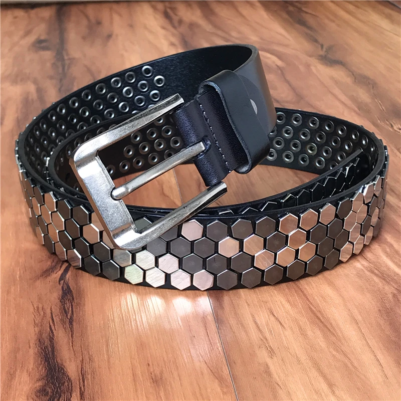 Ремень из натуральной кожи MBT0521 мужской ковбойский пояс тяжелого металла