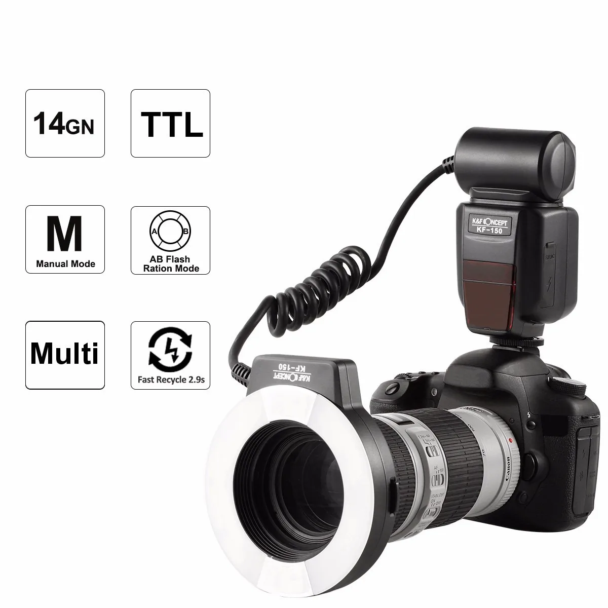 Новинка K & F CONCEPT Вспышка Speedlite Master Slave вспышка с режимом TTL отражателем для камеры