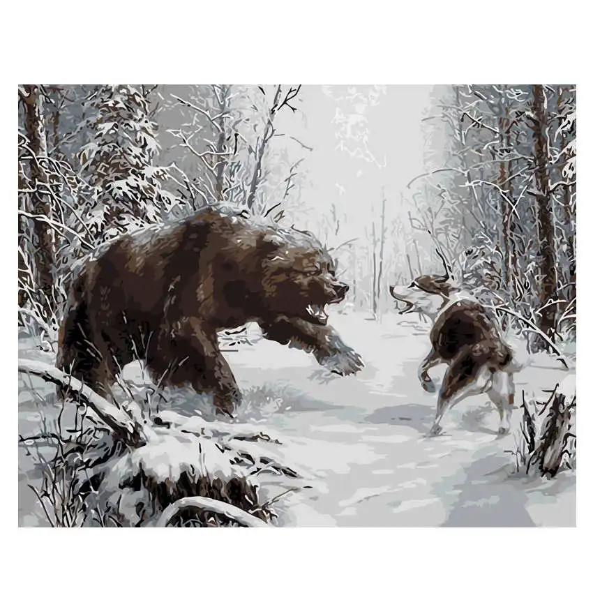 animal painting 10 Милая собака, картина, настенные картины по номерам, сделай сам, лошадь, масло, животное, рисунок по номерам для гостиной, олень, домашний декор, кошка, искусство - Цвет: animal painting 10