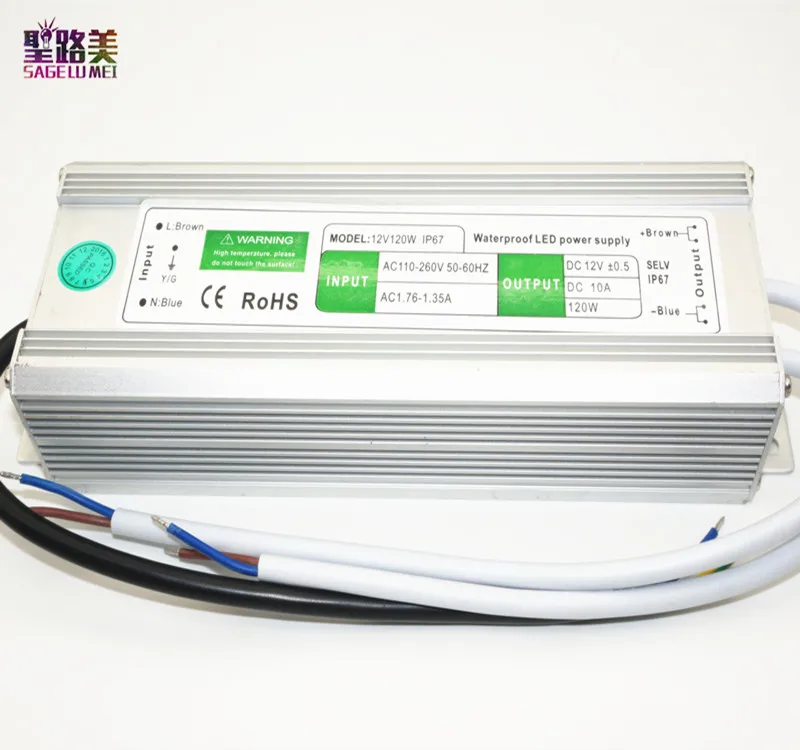 

Лучшая цена 1 шт. от AC110-260 до DC12V 120 Вт IP67 водонепроницаемый электронный светодиодный трансформатор из алюминиевого сплава