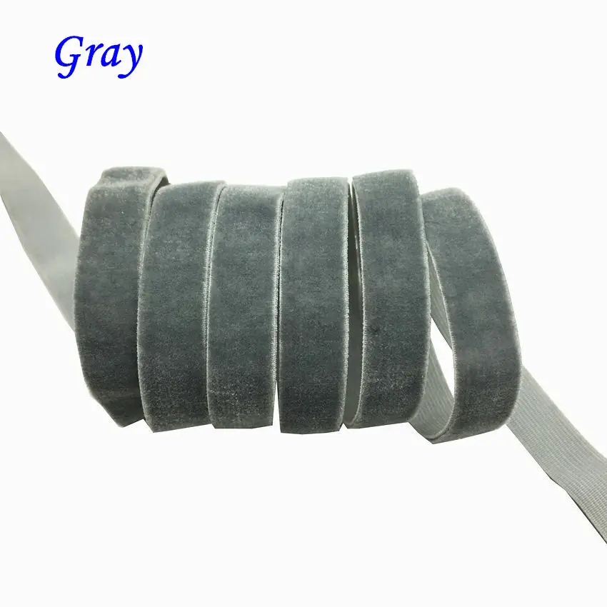 Gray 50 ярд 3/" 10 мм ширина разноцветные варианты бархатная эластичная лента велюровая тесьма тканевая повязка на голову лента для волос аксессуар белая кружевная ткань - Цвет: Gray