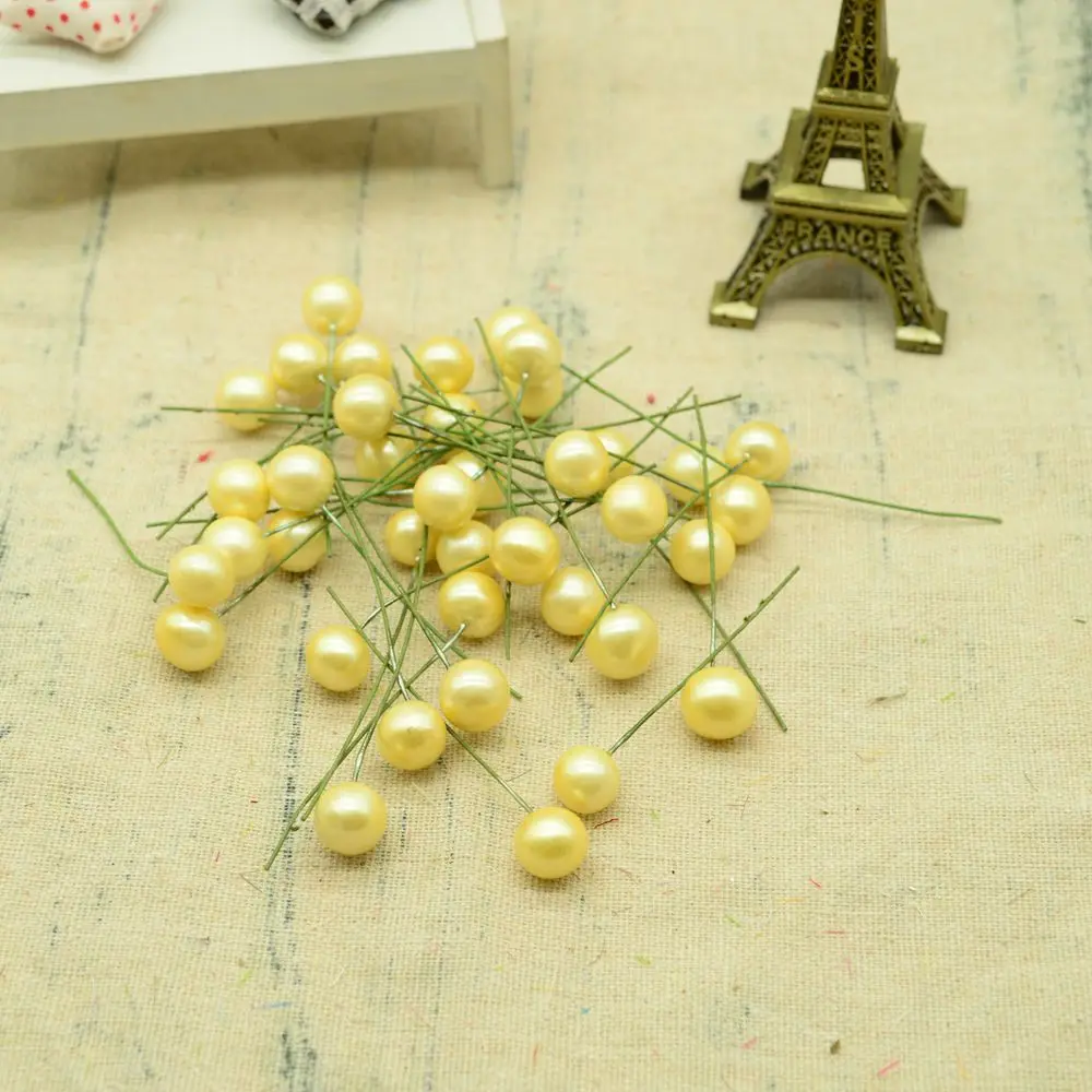 light yellow 100 шт Искусственные растения для домашнего декора мини-пена вишня Фрукты diy коробка для рождественских подарков Скрапбукинг дешевые поддельные пластиковые цветы - Цвет: light yellow