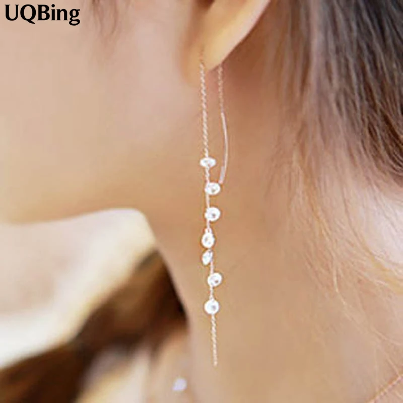 Модные серьги подвески из чистого серебра 925 пробы с кристаллами|jewelry spain|jewelry