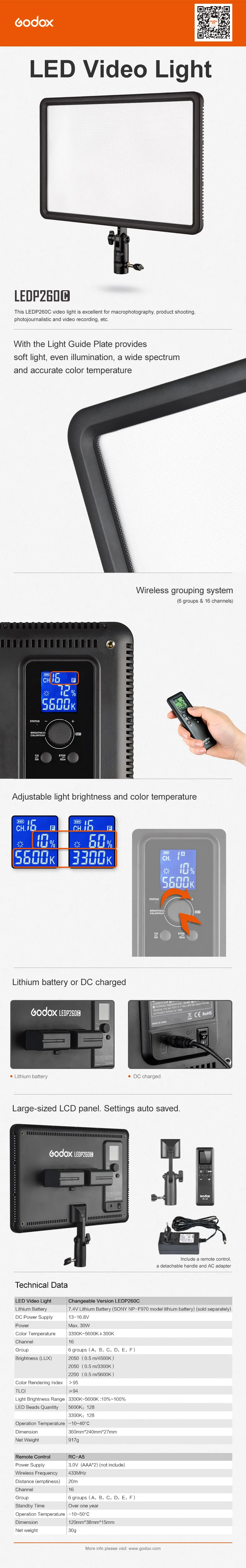 3 шт. Godox светодиодный P260C ультра-тонкий 30 Вт 3300-5600 к светодиодный видео светильник панельная лампа с 3 шт. 2 м светильник для видеостудии светильник s