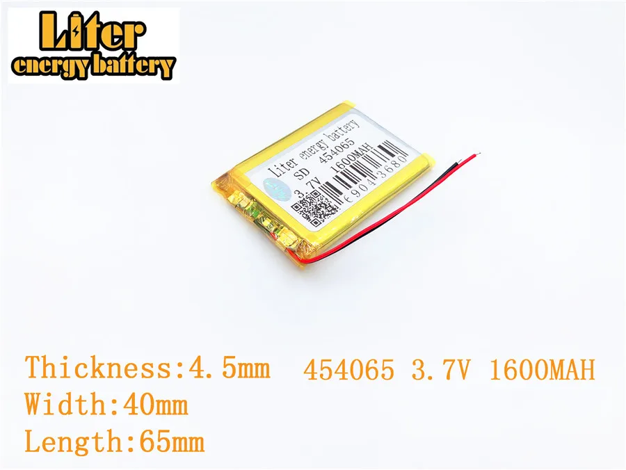 Полимерная литиевая батарея 1600mah 454065 3 7 V для PLUG MP3 MP4 MP5 GPS PDA полимерная