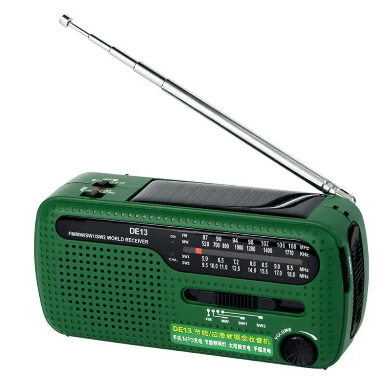 Мода fm радио DE13 FM MW SW Динамо ручной коленчатого солнечный непредвиденный Радио