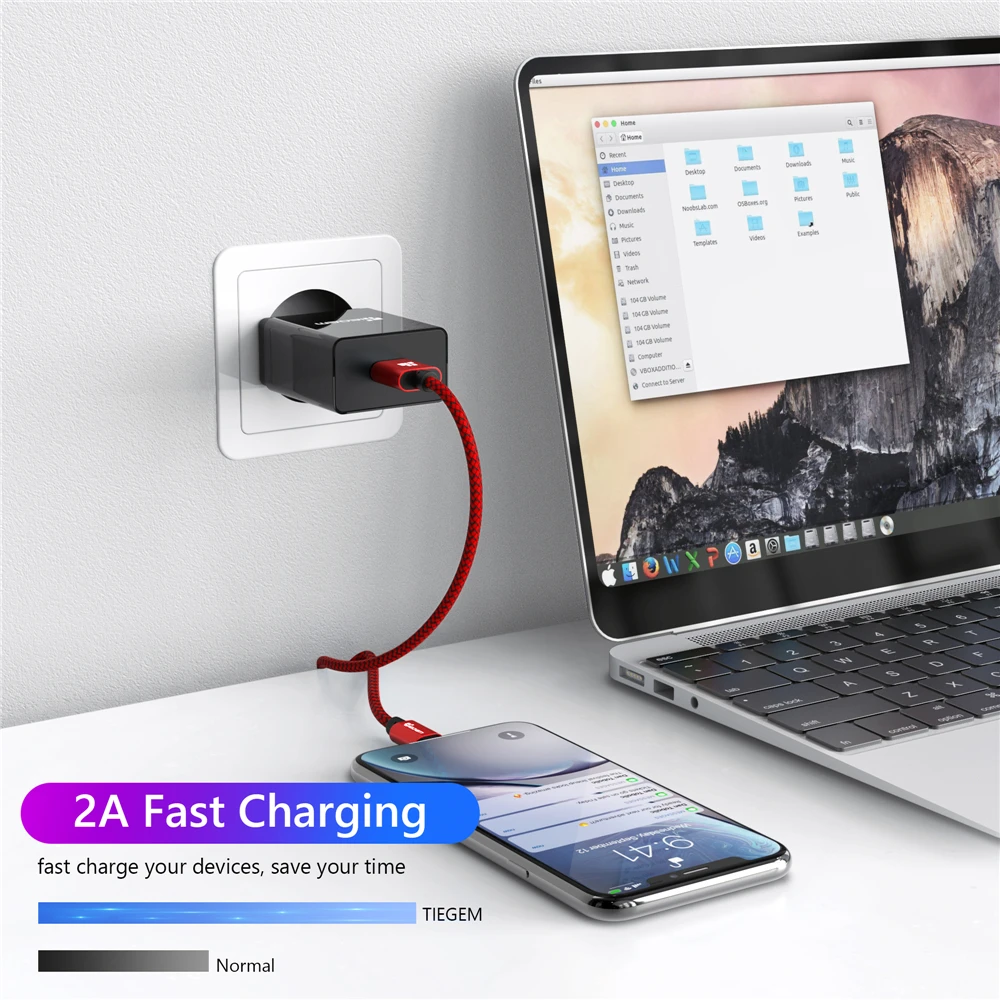 USB кабель TIEGEM для iPhone Xs Max X XR 2A быстрой зарядки 8 7 6 Plus 5 5s SE передачи данных