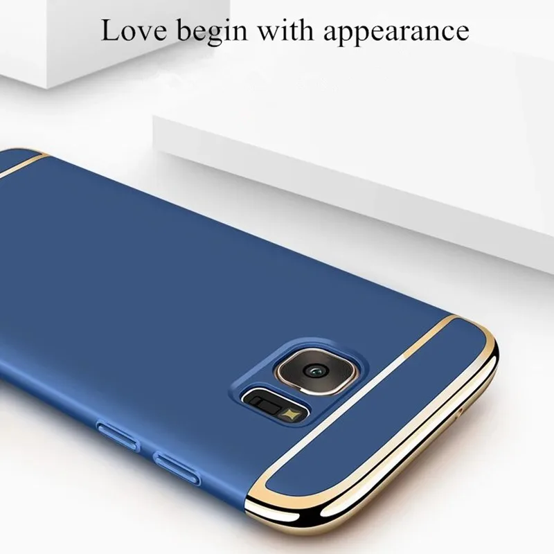 High glossy electroplated plastic phone case for samsung galaxy S7 edge S7edge 3in1 stage joint full coverage cover coque | Мобильные