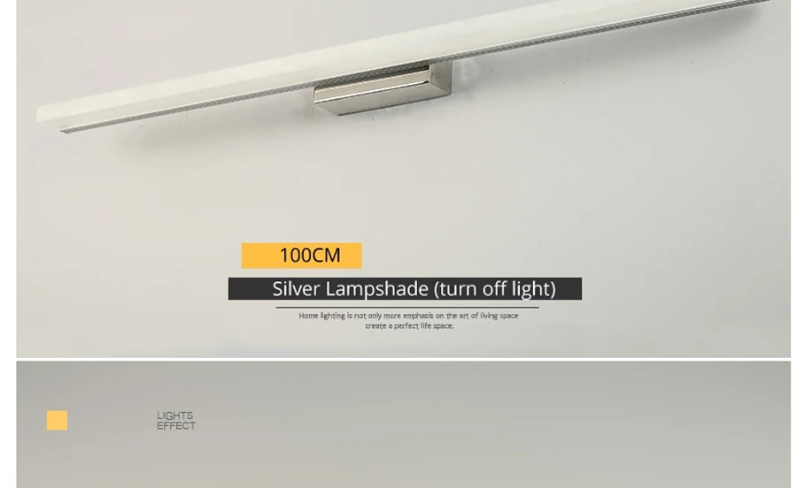 Светодио дный свет зеркала из нержавеющей стали AC85-265V современный настенный светильник для ванной огни 40 см 60 см 80 см 100 см 120 см настенные бра