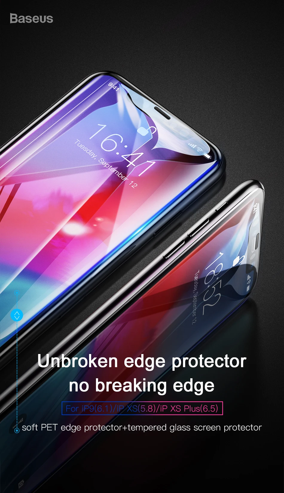 Baseus 3D Защитная пленка для экрана из закаленного стекла для iPhone Xr Xs Max 0,23 мм Полное покрытие Передняя пленка Защитное стекло для iPhone Xsmax