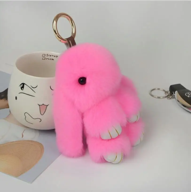 Oly2u New Arrival Sale Hot Bunny 15CM Rex Fur Rabbit Fashion Keychain For Gift Bag llaveros Tassel Jewelry|fashion keychain|keychain fashionkeychain