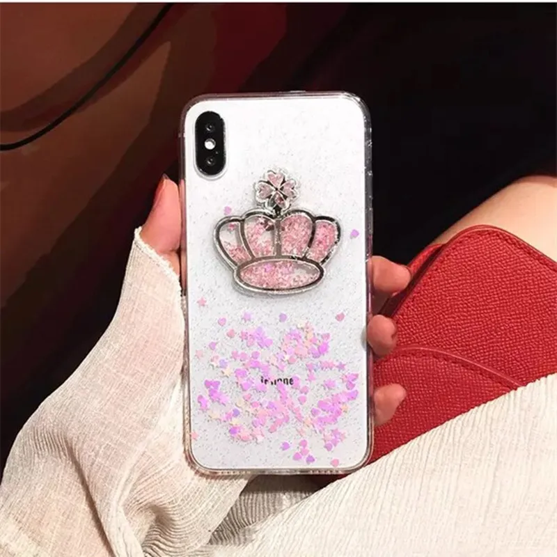 3D queen Crown Крышка для iPhone 8 7 6 S плюс прозрачный блеск Чехол Мягкий ТПУ Капа Fundas X Coque