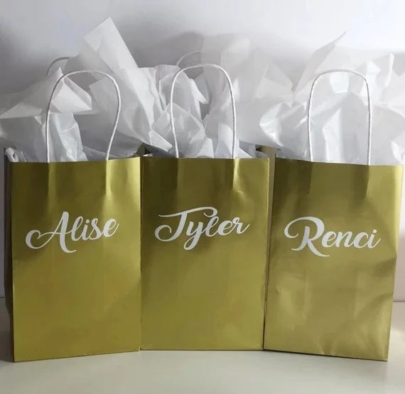 

customize gold wedding bridesmaid proposal gift bags customize Bachelorette favor bags bridal shower decor