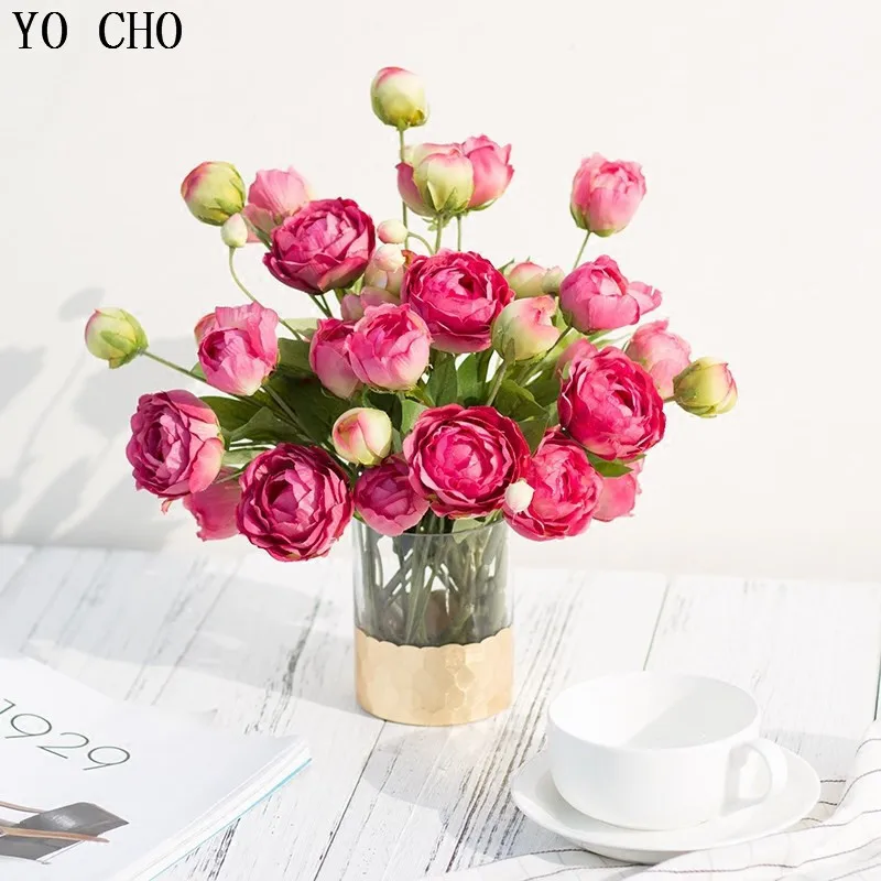 

YO CHO 4 Цветочные головки Искусственные цветы пиона белые свадебные украшения для дома Розовый пион искусственный Шелковый цветок розовые пи...