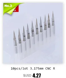 Huhao 10 шт./лот хвостовик 3,175 мм фрезерный станок с ЧПУ степень 10-90 PCB гравировальные биты Концевая фреза Карбид 0,1-2 мм Фреза