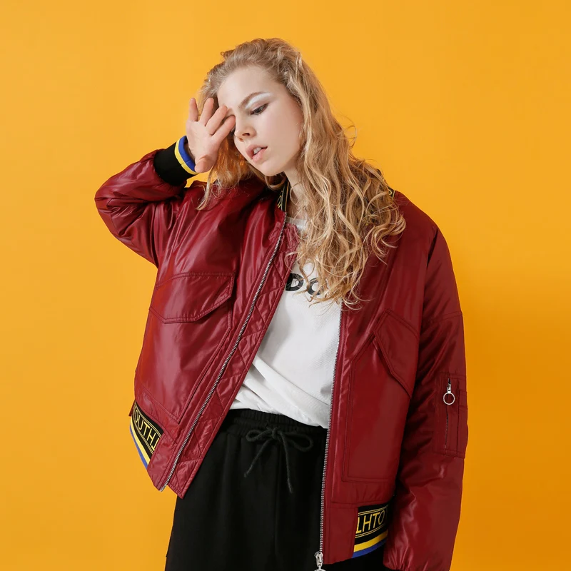 Женская бейсбольная куртка с воротником стойкой на молнии|coats coats|new coat womenwomen autumn |