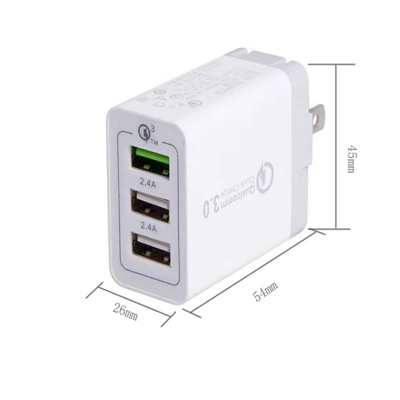 Быстрое зарядное устройство с 3 портами для планшетов QC 0 12 Вт 5 В а USB Samsung Huawei Xiaomi