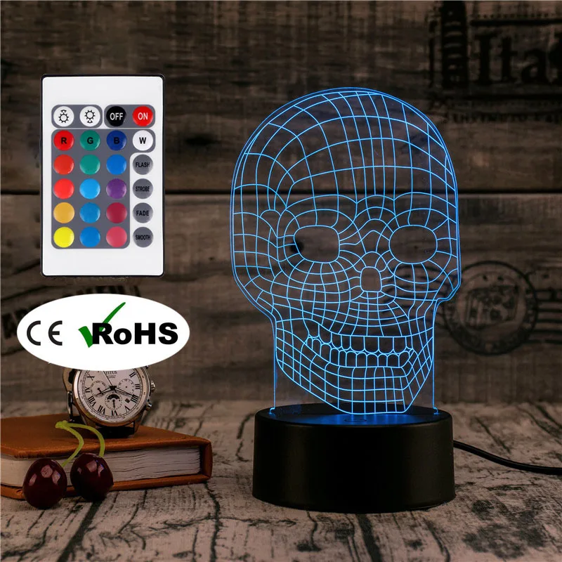 

3D Led Novety Lighting Creative Gift Night Light Table Lamp Skull Bedside Light Led Home Corridor Hotel Party Atmosphere Lights