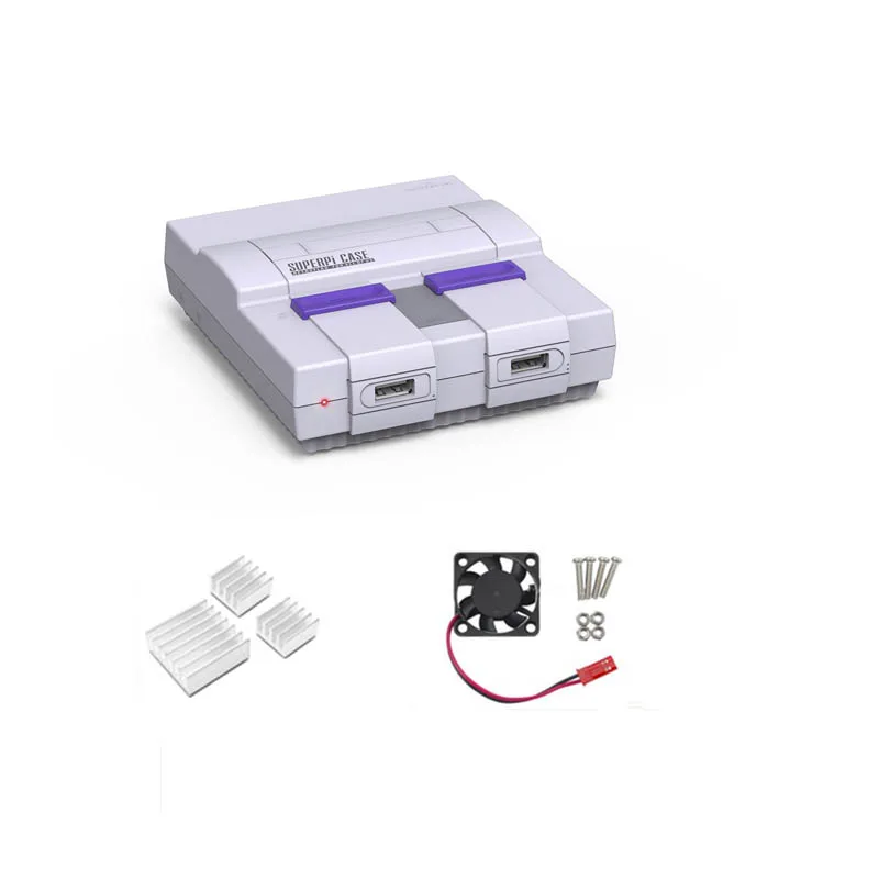 Чехол Retroflag SUPERPi CASE-U NESPi + Raspberry Pi 3 Model B HDMI 3A power теплоотвод карта 32 ГБ вентилятор 2 шт.