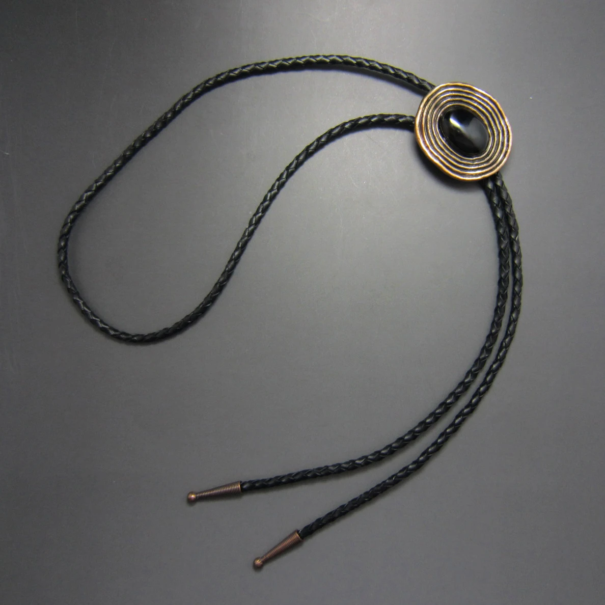 Античный позолоченный натуральный черный обсидиан Боло галстук-бабочка |