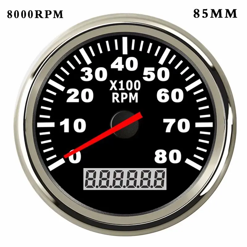 8000 rpm 85 мм/52 мм лодочный тахометр с ЖК-дисплеем 4000/6000/8000 об/мин Тахометр для дизельного бензинового двигателя Морской автомобиль Тахометр - Цвет: 8000 rpm