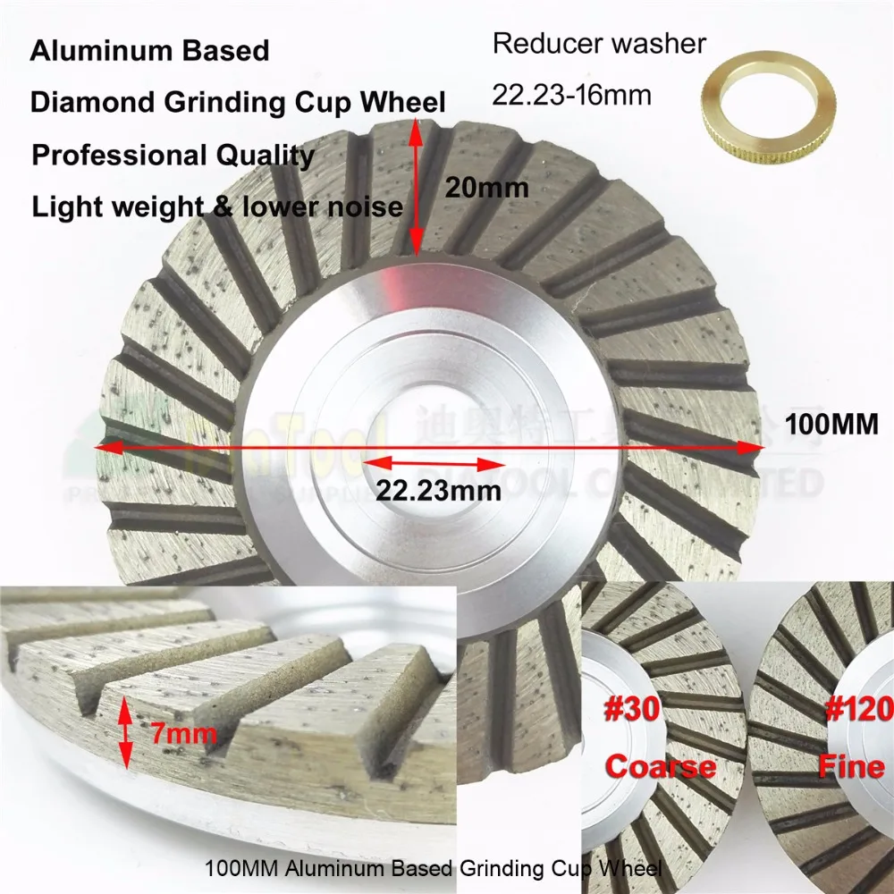 Diatool 4 &quot/100 мм Алмазный Turbo Row шлифовальные Кубок Колеса Алюминий Подставки Грит