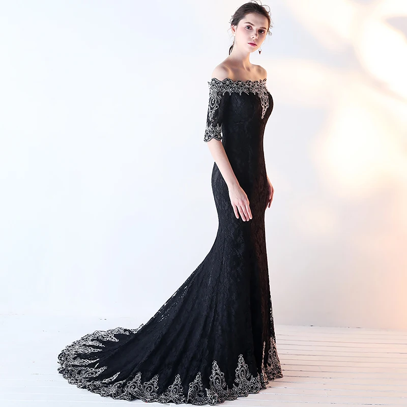 Black Lace Mother of the Bride Dresses for Weddings Off Shoulder Mermaid Evening Groom Godmother | Свадьбы и торжества