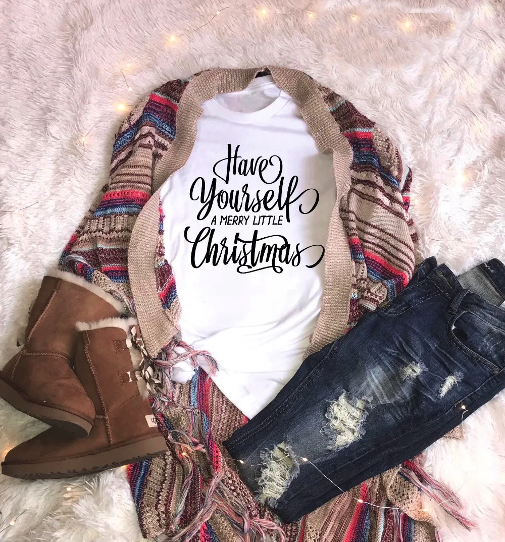 

Have yourself a merry little Christmas tee slogan women fashion causal grunge tumblr party style girl gift aesthetic t shirt top