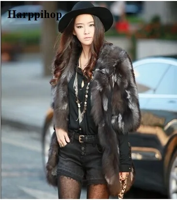 Бесплатная доставка пальто из Меха чернобурки женское длинное натурального