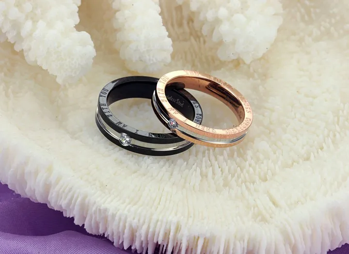 Модные кольца из титановой стали для пар наборы Кольца него и нее колец свадьбы
