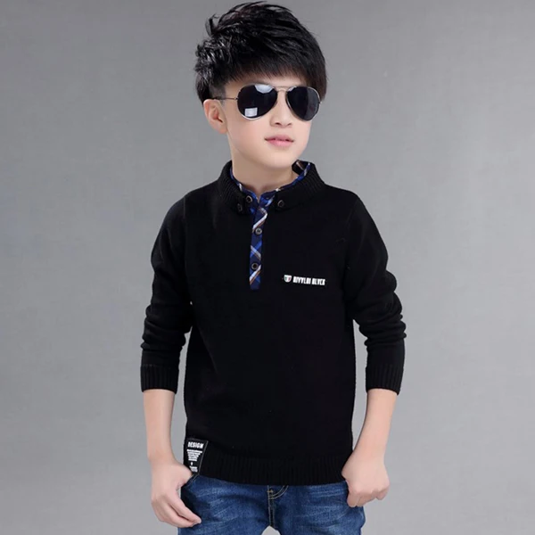 Boys cardigan Модный свитер для мальчиков одежда из хлопка высокого качества свитер со стоячим воротником новая зимняя детская одежда, пуловер - Цвет: Boys cardigan