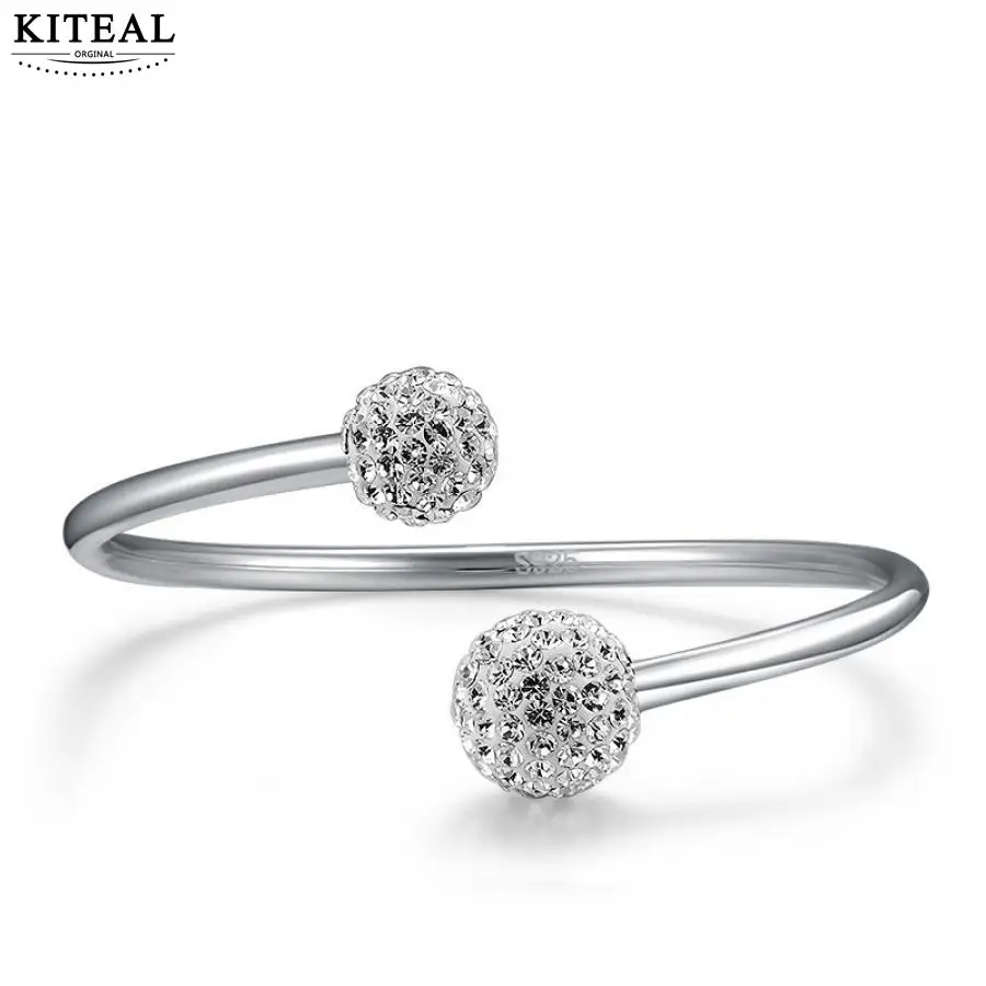 Браслет Kiteal из серебра 925 пробы хрустальный шарик регулируемый браслет на