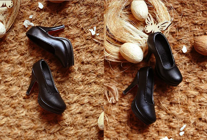 BJD/кукольная обувь для женщин; подходит для 1/3 DD; модные разные стили; кукольные аксессуары на высоком каблуке - Цвет: Dumb black