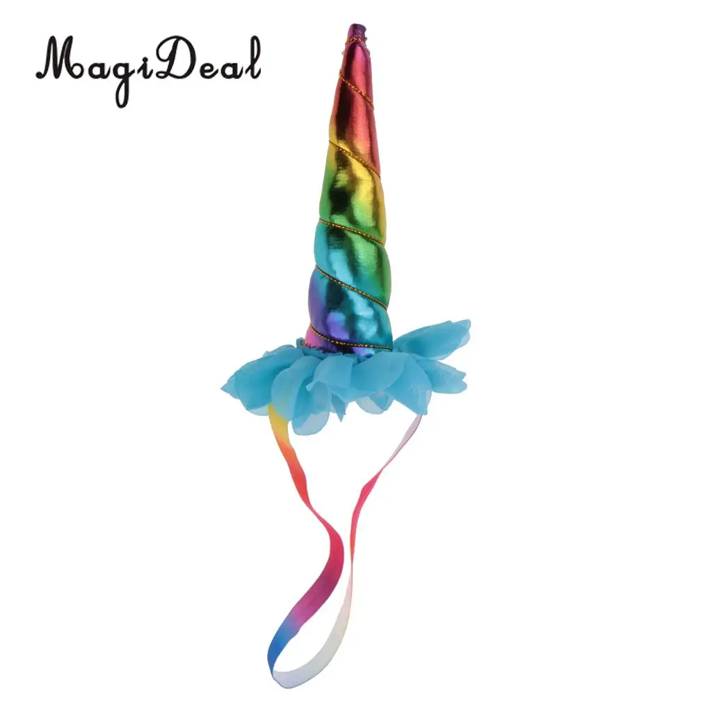 Quality Decorative Magical Rainbow Unicorn Horn Headband Adult Kids Colorful Elastic Hairband Costume Fancy Dress | Дом и сад