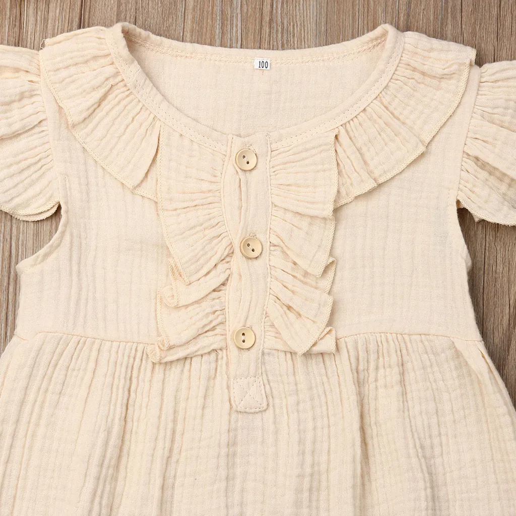 Summer Infant Baby Boys&Girls Fly Sleeve Ruffles Solid Romper Jumpsuit Clothes bebek tulum baby jumpsuit linen baby clothes