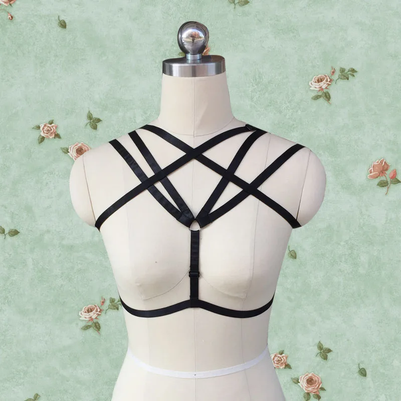 Женский или мужской сексуальный черный бюстгальтер ремень подвязка в готическом