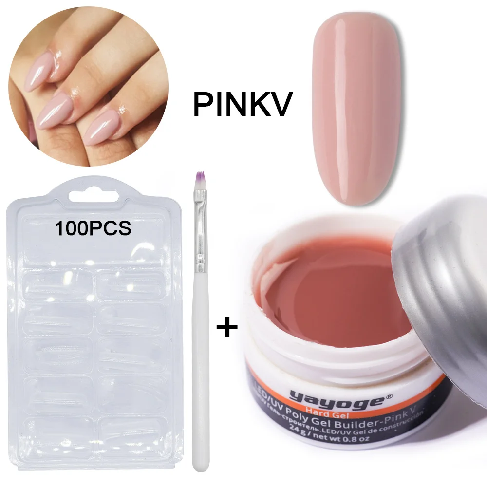X17-Set01-pink5 Yayoge 24 мл набор гелей лак для наращивания пальцев uv гель-лак клей для замачивания краски кисти для дизайна ногтей - Цвет: X17-Set01-pink5