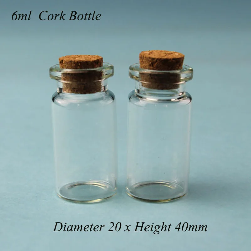 20 шт./лот продвижение 6 мл Стекло Корк бутылки мини образец флакон малый 1/5 унц. jar