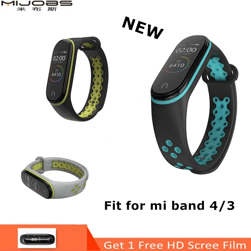 Ремешок Mijobs для Mi Band 4 спортивный браслет Miband4 силиконовые часы Xiaomi ремешок