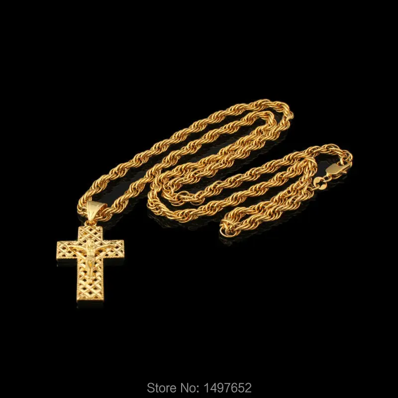 Новое поступление подвеска с крестом Иисуса мужская и женская унисекс золотым