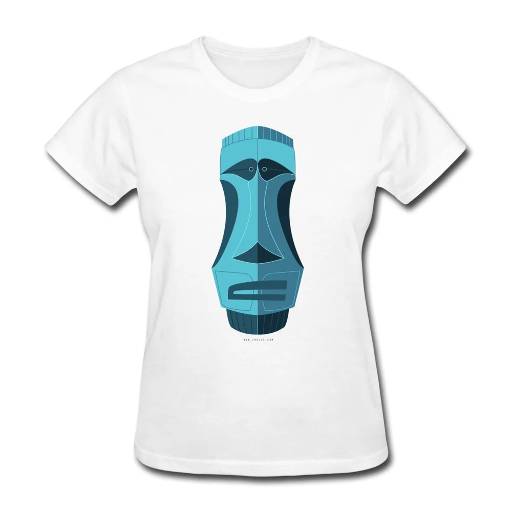 Casual Women TShirt Blue Tiki Printing Funny Icons T Shirts Wholesale | Женская одежда