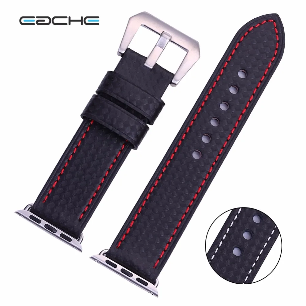 

EACHE Carbon Fiber Leather Watch band Replacement Watch Straps Fit For Apple Watch