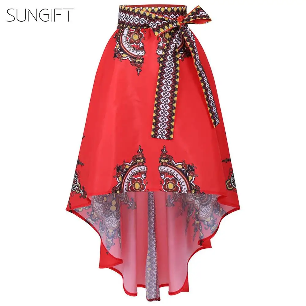 SUNGIFT новинка 2019 платье в африканском стиле с узелком и этническим принтом юбка