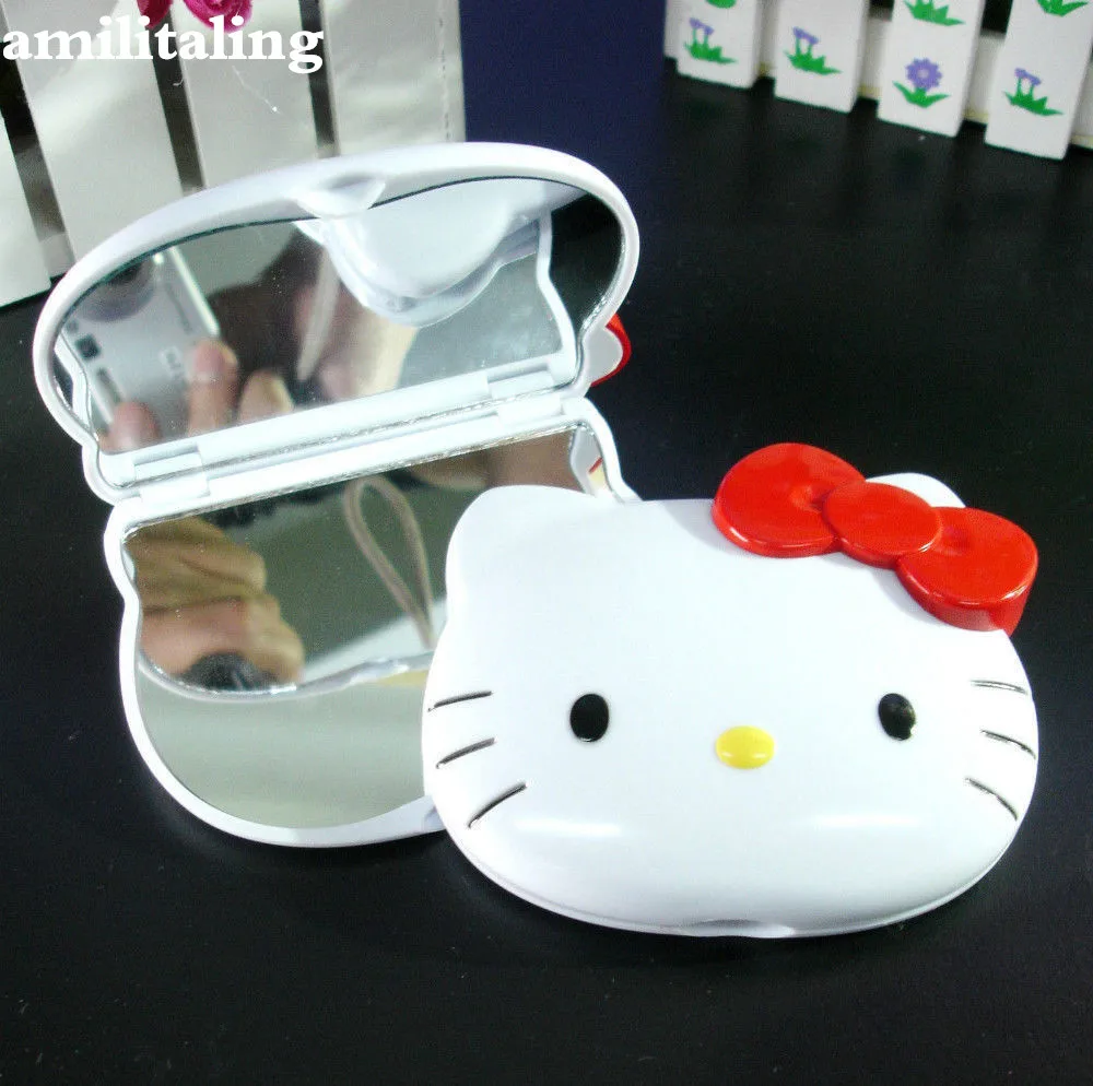 Новое блестящее компактное двустороннее зеркало для макияжа HelloKitty yey- F807