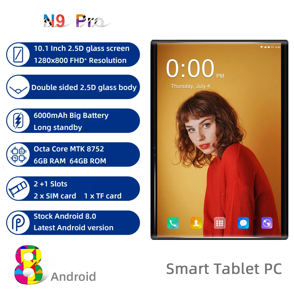 Новый Google DHL Бесплатный 10 дюймовый 2.5D стеклянный планшет Android 8 0 Octa Core 4G LTE 6 Гб ram 64