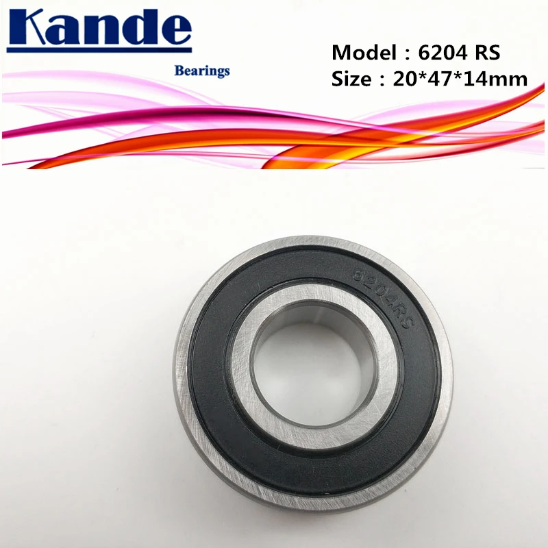 Kande 6204RS 2 шт. Однорядный шариковый подшипник с глубоким желобом размер 20*47x14 мм