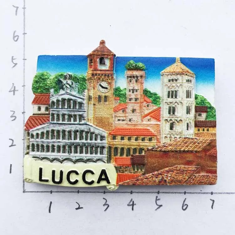 BABELEMI Ручная роспись Италия Lucca 3D Смола магнит на холодильник Туризм Сувенир Коллекционные вещи подарок